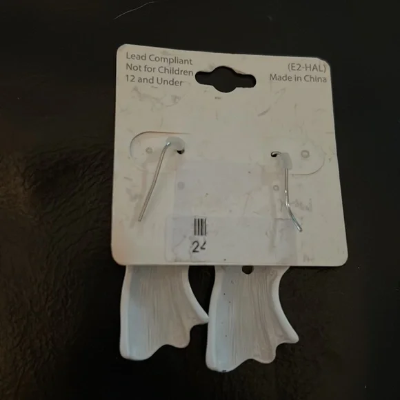 Ghost dangle enamel earrings by Crystal Avenue - Picture 2 of 2